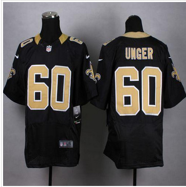 NEW New Orleans Saints #60 Max Unger Black Team Color Men's Stitched NFL Elite Jersey