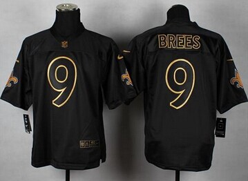 NEW New Orleans Saints #9 Drew Brees Black Gold No. Fashion NFL Elite Jersey