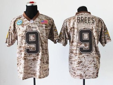 NEW New Orleans Saints #9 Drew Brees Camo NFL Elite USMC Jersey(USA)