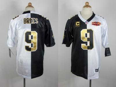 NEW New Orleans Saints #9 Drew brees black-white jerseys(super bowl xliv Elite split) NEW New Orleans Saints #9 Drew brees black-white jerseys(super bowl xliv Elite split)