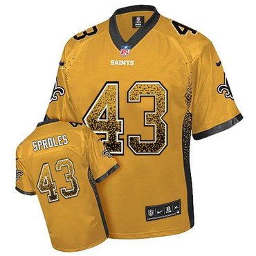 NEW New Orleans Saints 43 Darren Sproles Gold Stitched NFL Elite Drift Fashion Jersey