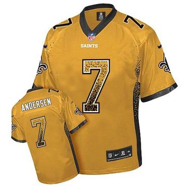 NEW New Orleans Saints 7 Morten Andersen Gold Stitched NFL Elite Drift Fashion Jersey