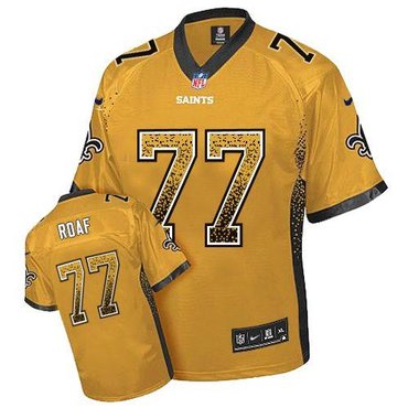NEW New Orleans Saints 77 Willie Roaf Gold Stitched NFL Elite Drift Fashion Jersey