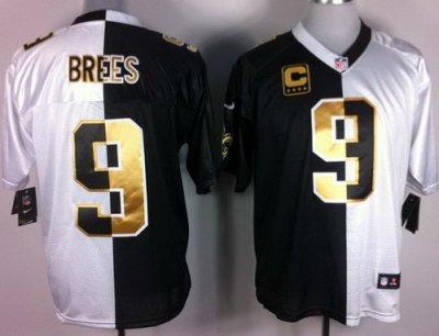 NEW New Orleans Saints 9# Drew Brees White-Black Split Elite NFL Jerseys NEW New Orleans Saints 9# Drew Brees White-Black Split Elite NFL Jerseys