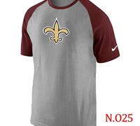 NEW New Orleans Saints Ash Tri Big Play Raglan NFL T-Shirt Grey Red NEW New Orleans Saints Ash Tri Big Play Raglan NFL T-Shirt Grey Red