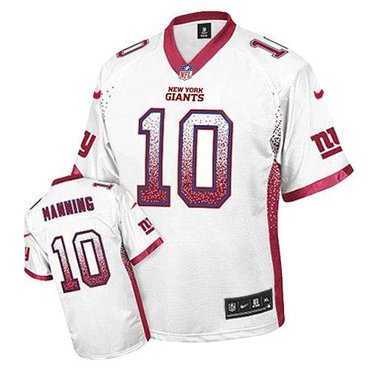 NEW New York Giants 10 Eli Manning White Stitched NFL Elite Drift Fashion Jersey