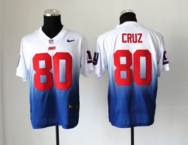 NEW New York Giants 80 Victor Cruz White Blue Drift Fashion II Elite NFL Jerseys