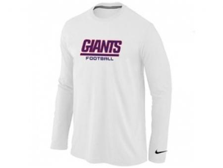 NEW New York Giants Authentic font Long Sleeve T-Shirt White