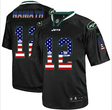 NEW New York Jets #12 Joe Namath Black NFL Elite USA Flag Fashion Jersey NEW New York Jets #12 Joe Namath Black NFL Elite USA Flag Fashion Jersey