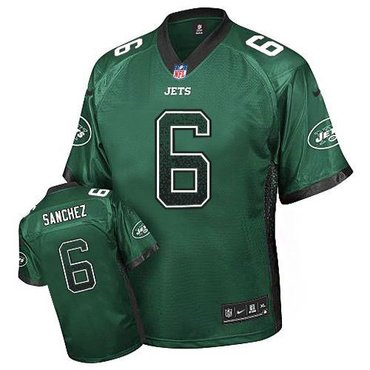 NEW New York Jets #6 Mark Sanchez Green Team Color Stitched NFL Elite Drift Fashion Jersey