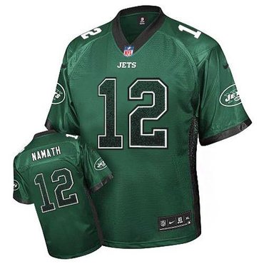 NEW New York Jets#12 Joe Namath Green Team Color Stitched NFL Elite Drift Fashion Jersey