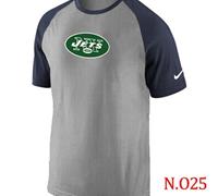 NEW New York Jets Ash Tri Big Play Raglan NFL T-Shirt Grey Navy Blue