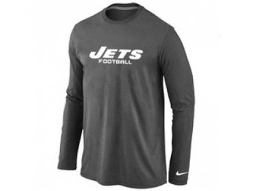 NEW New York Jets Authentic font Long Sleeve T-Shirt D.Grey