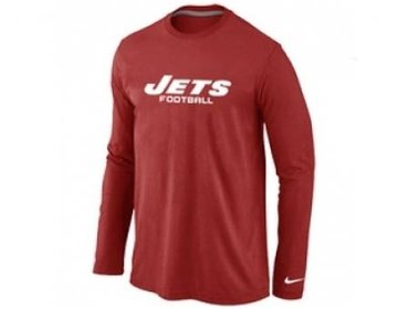 NEW New York Jets Authentic font Long Sleeve T-Shirt Red NEW New York Jets Authentic font Long Sleeve T-Shirt Red