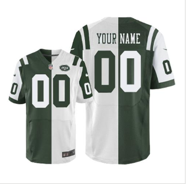 NEW New York Jets Customized Green White Elite Split Jersey NEW New York Jets Customized Green White Elite Split Jersey