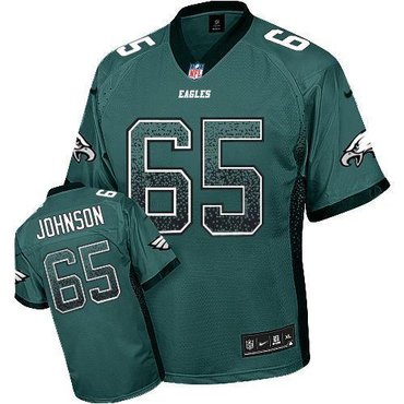 NEW Philadelphia Eagles #65 Lane Johnson Midnight Green Stitched NFL Elite Drift Fashion Jerseys