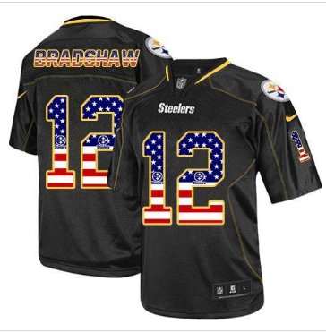 NEW Pittsburgh Steelers #12 Terry Bradshaw Black NFL Elite USA Flag Fashion Jersey NEW Pittsburgh Steelers #12 Terry Bradshaw Black NFL Elite USA Flag Fashion Jersey