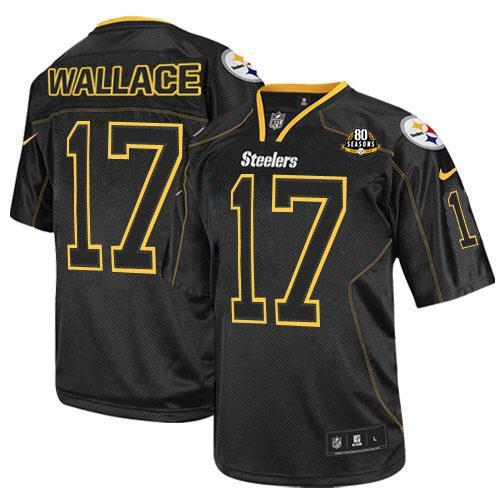 NEW Pittsburgh Steelers #17 Mike Wallace Lights Out Black With 80TH Patch NFL Elite Jerseys NEW Pittsburgh Steelers #17 Mike Wallace Lights Out Black With 80TH Patch NFL Elite Jerseys