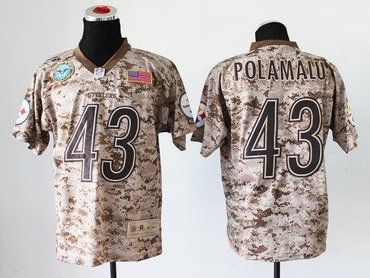 NEW Pittsburgh Steelers #43 Troy Polamalu Camo NFL Elite USMC Jersey(USA)