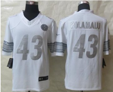 NEW Pittsburgh Steelers #43 Troy Polamalu White NFL Limited Platinum Jersey NEW Pittsburgh Steelers #43 Troy Polamalu White NFL Limited Platinum Jersey