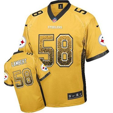 NEW Pittsburgh Steelers #58 Jack Lambert Gold Stitched NFL Elite Drift Fashion Jersey