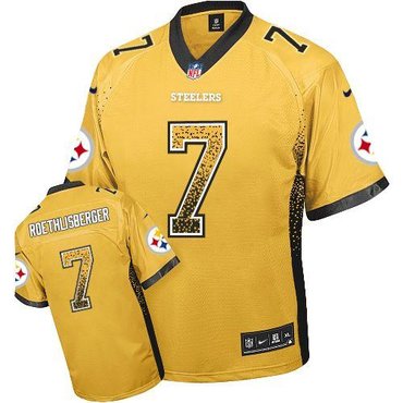 NEW Pittsburgh Steelers #7 Ben Roethlisberger Gold Stitched NFL Elite Drift Fashion Jersey NEW Pittsburgh Steelers #7 Ben Roethlisberger Gold Stitched NFL Elite Drift Fashion Jersey