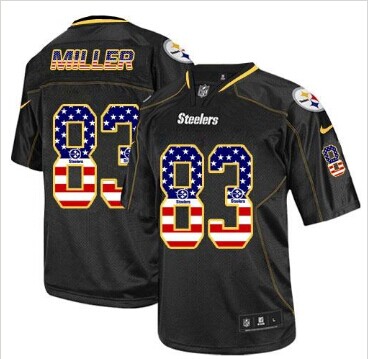 NEW Pittsburgh Steelers #83 Heath Miller Black NFL Elite USA Flag Fashion Jersey