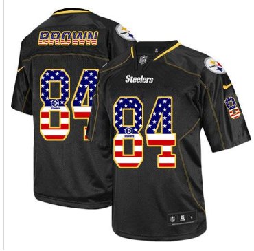 NEW Pittsburgh Steelers #84 Antonio Brown Black NFL Elite USA Flag Fashion Jersey