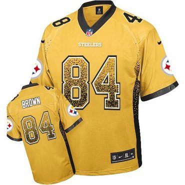NEW Pittsburgh Steelers #84 Antonio Brown Gold Stitched NFL Elite Drift Fashion Jersey