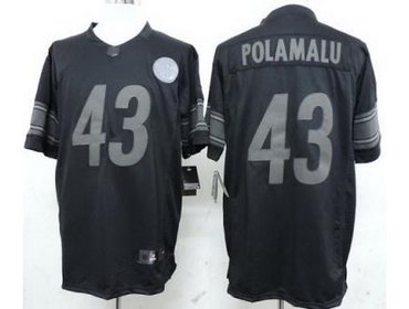 NEW Pittsburgh Steelers 43 Troy Polamalu Black Drenched Limited Jerseys