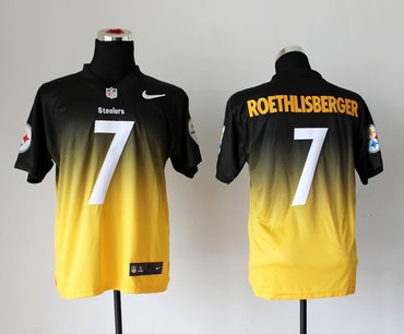 NEW Pittsburgh Steelers 7 Ben Roethlisberger Black Yellow Drift Fashion II Elite NFL Jerseys