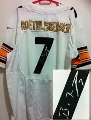 NEW Pittsburgh Steelers 7 Ben Roethlisberger White Signed Elite NFL Jerseys