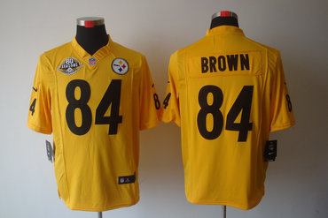 2012 NEW NFL Pittsburgh Steelers 84 Antonio Brown Yellow Jerseys W 80TH Patch(Game)