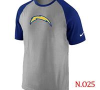 NEW San Diego Charger Ash Tri Big Play Raglan NFL T-Shirt Grey Blue