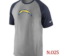 NEW San Diego Charger Ash Tri Big Play Raglan NFL T-Shirt Grey Navy