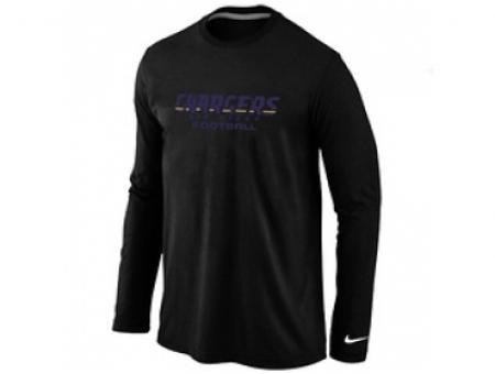 NEW San Diego Charger Authentic font Long Sleeve T-Shirt Black