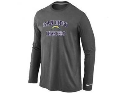 NEW San Diego Charger Heart & Soul Long Sleeve T-Shirt D.Grey NEW San Diego Charger Heart & Soul Long Sleeve T-Shirt D.Grey