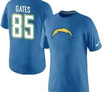 NEW San Diego Chargers #85 Gates Name & Number NFL T-Shirt Electric Blue NEW San Diego Chargers #85 Gates Name & Number NFL T-Shirt Electric Blue