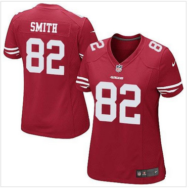 NEW San Francisco 49ers #82 Torrey Smith Red Team Color Women's Stitched NFL Elite Jersey