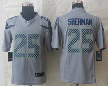 NEW Seattle Seahawks #25 Richard Sherman Grey NFL Limited Jersey NEW Seattle Seahawks #25 Richard Sherman Grey NFL Limited Jersey