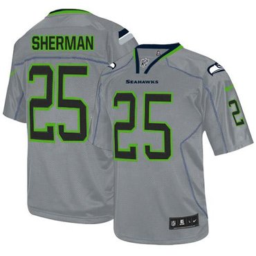 NEW Seattle Seahawks #25 Richard Sherman Lights Out Grey NFL Elite Jersey NEW Seattle Seahawks #25 Richard Sherman Lights Out Grey NFL Elite Jersey