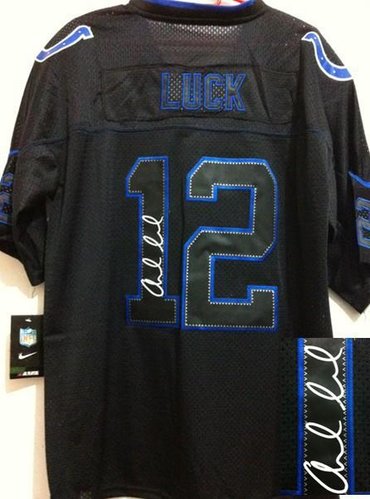 NEW Signed Elite Indianapolis Colts #12 Andrew Luck Lights out Black NEW Signed Elite Indianapolis Colts #12 Andrew Luck Lights out Black