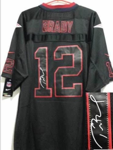 NEW Signed Elite NEW England Patriots 12 Tom Brady Lights out Black