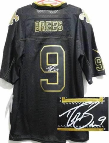 NEW Signed Elite New Orleans Saints 9 Drew Brees Lights out Black