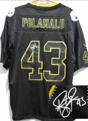 NEW Signed Elite Pittsburgh Steelers 43 Troy Polamalu Lights out Black