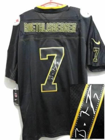 NEW Signed Elite Pittsburgh Steelers 7 Ben Roethlisberger Lights out Black
