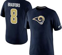 NEW St. Louis Rams #8 Sam Bradford Name & Number NFL T-Shirt Blue