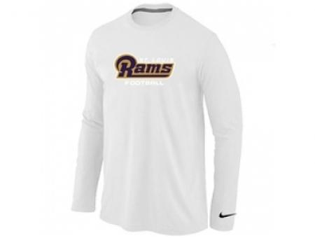 NEW St.Louis Rams Authentic font Long Sleeve T-Shirt White