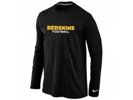 NEW Washington Red Skins Authentic font Long Sleeve T-Shirt Black