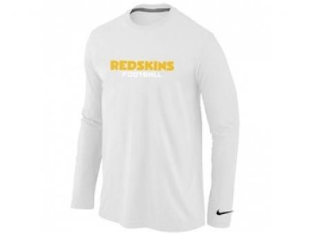 NEW Washington Red Skins Authentic font Long Sleeve T-Shirt White